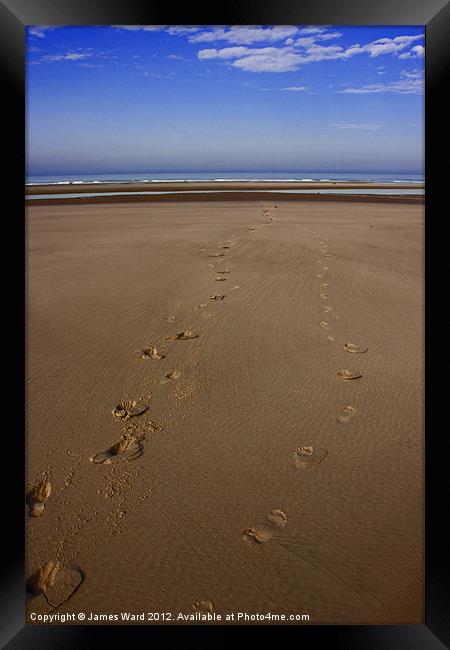 Footsteps on the beach 2 Framed Print by James Ward