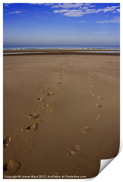 Footsteps on the beach 2 Print by James Ward