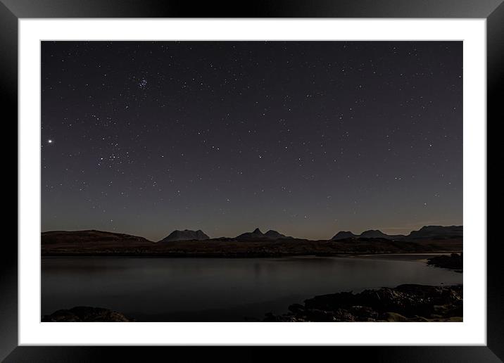 Assynt Mountains and Achnahaird Bay Under the Star Framed Mounted Print by Derek Beattie