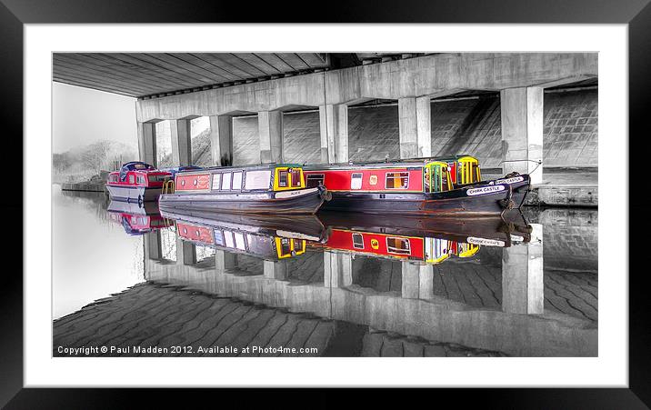 Canal Barges Under The Bridge Framed Mounted Print by Paul Madden