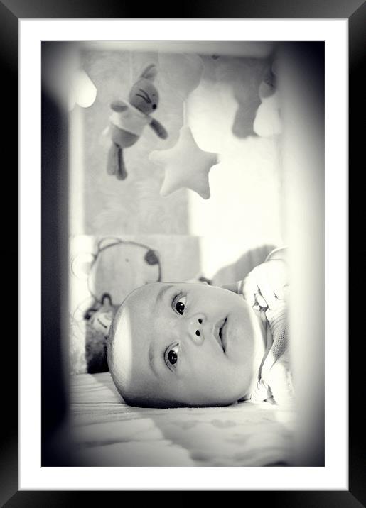 cute dreaming baby Framed Mounted Print by Nataliya Lazaryeva