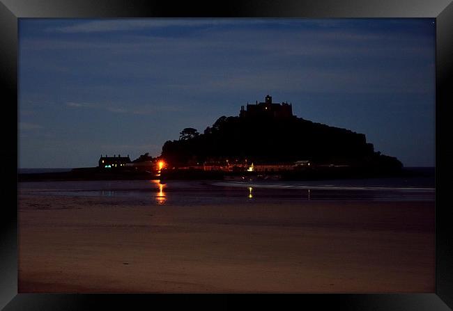 St Micheal's Mount at night Framed Print by Jon Short
