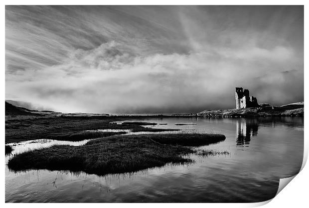 Ardvreck Castle Scotland in the Mist Print by Derek Beattie