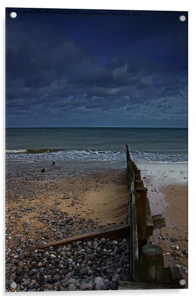 Cromer Sea Defence Acrylic by Phil Wareham