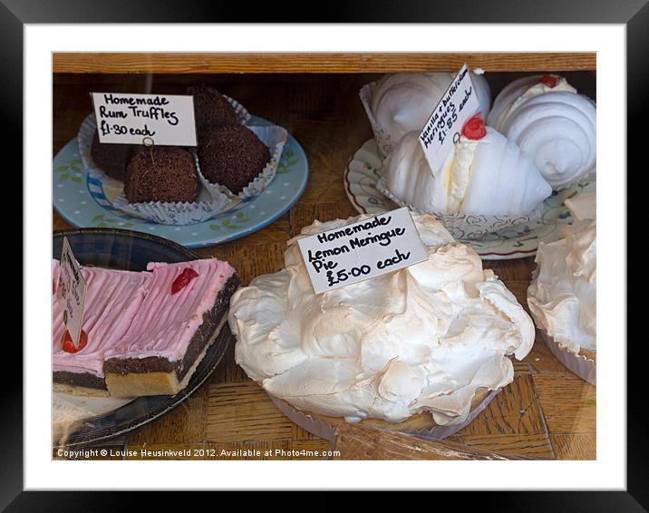 Lemon Pie and Pastries in a Bakery Window Framed Mounted Print by Louise Heusinkveld