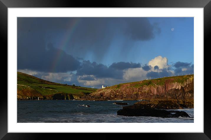 Rainbow over Dingle Framed Mounted Print by barbara walsh