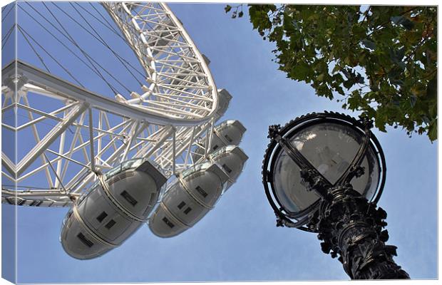 London Eye and Lamp Canvas Print by Andy Evans Photos