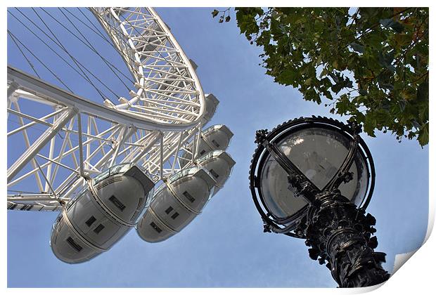 London Eye and Lamp Print by Andy Evans Photos