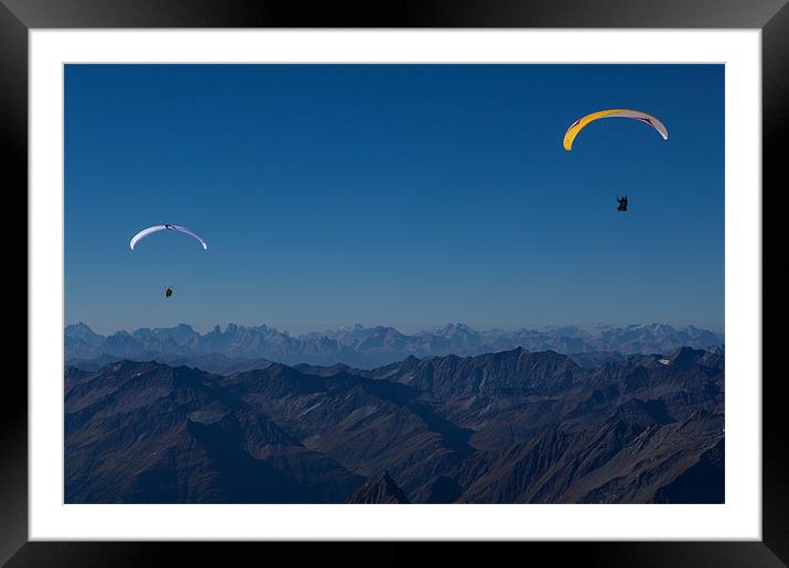 Paragliding over the alps Framed Mounted Print by Thomas Schaeffer