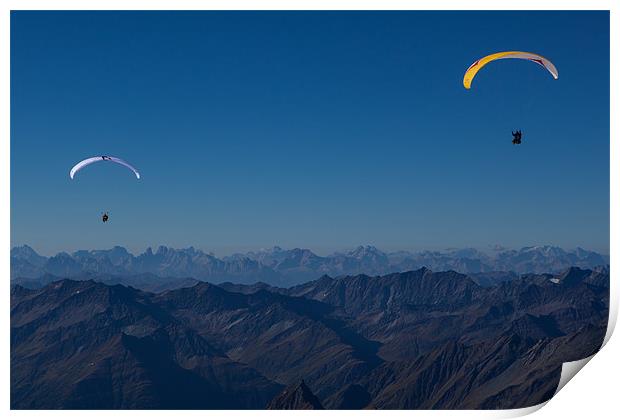 Paragliding over the alps Print by Thomas Schaeffer