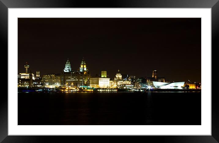 Liverpool skyline by night Framed Mounted Print by Paul Farrell Photography