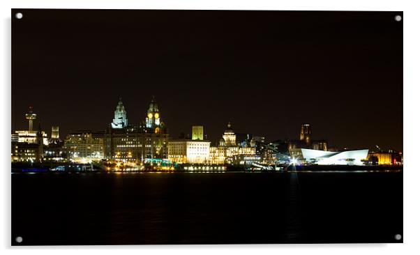 Liverpool skyline by night Acrylic by Paul Farrell Photography
