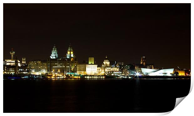 Liverpool skyline by night Print by Paul Farrell Photography