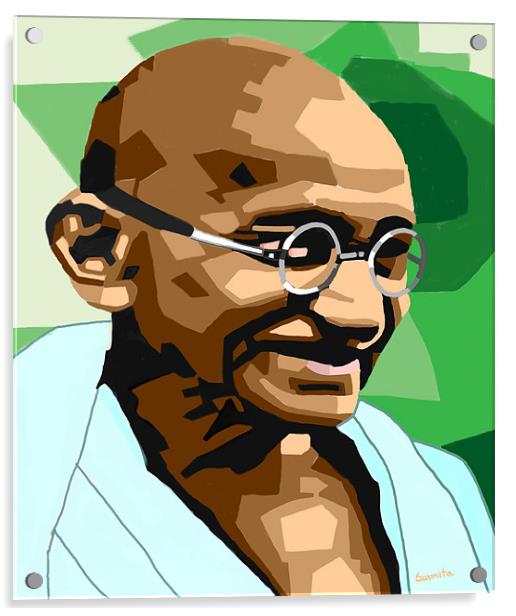 Mahatma Gandhi-Father of India Acrylic by Susmita Mishra