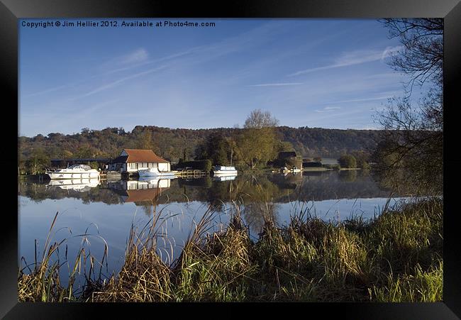 The Boat house river Thames Whitchurch Framed Print by Jim Hellier