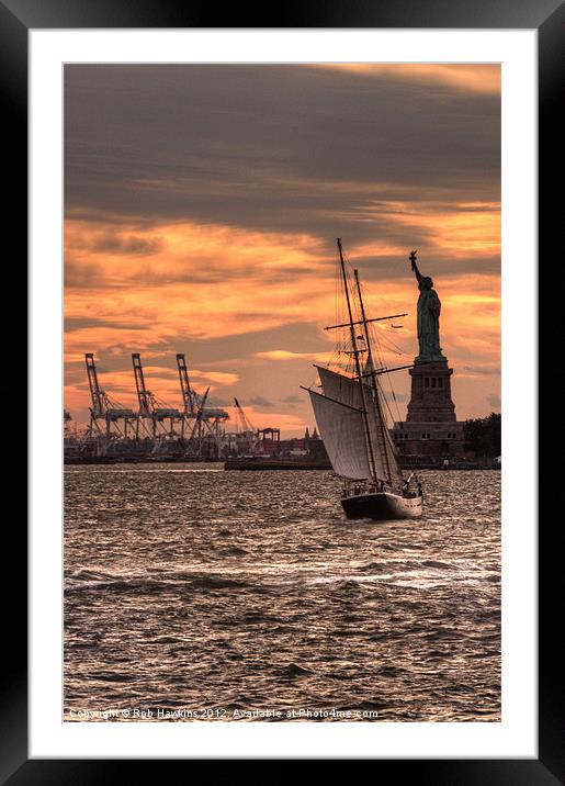 Sailing to Liberty Framed Mounted Print by Rob Hawkins