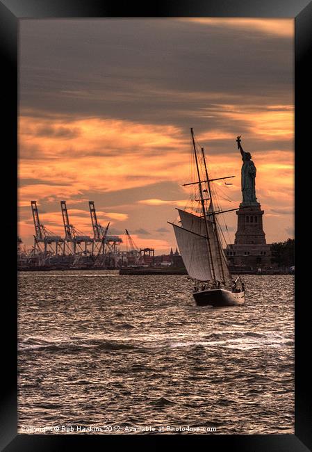 Sailing to Liberty Framed Print by Rob Hawkins