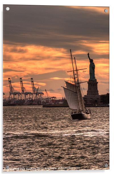 Sailing to Liberty Acrylic by Rob Hawkins