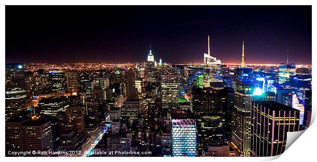 Manhattan Skyline by night Print by Rob Hawkins