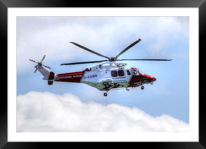 Coastguard Helicopter Framed Mounted Print by David French