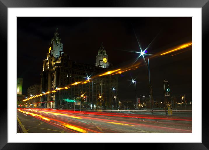 Liverpool light trails Framed Mounted Print by Paul Farrell Photography