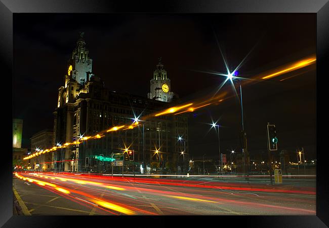 Liverpool light trails Framed Print by Paul Farrell Photography