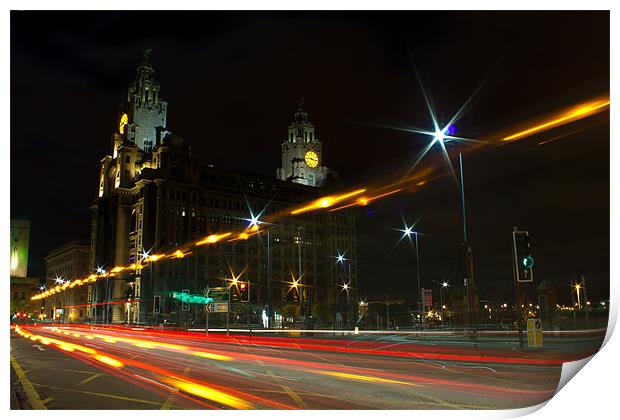 Liverpool light trails Print by Paul Farrell Photography