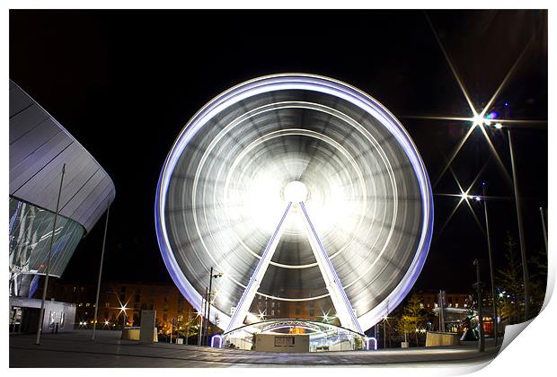 Wheel of Liverpool at night Print by Paul Farrell Photography