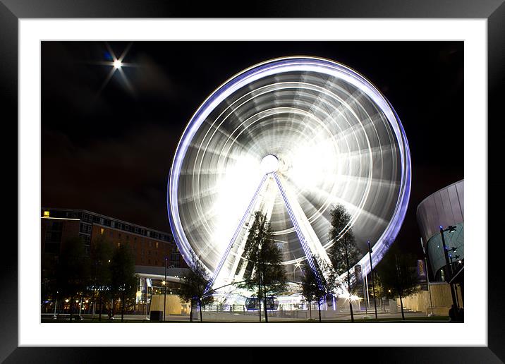 Liverpool wheel under a full moon starburst Framed Mounted Print by Paul Farrell Photography