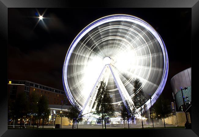 Liverpool wheel under a full moon starburst Framed Print by Paul Farrell Photography