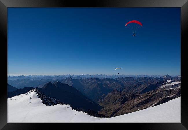 Paraglider over the alps Framed Print by Thomas Schaeffer