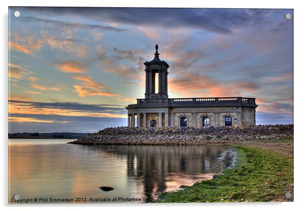 Rutland Water Normanton Church HDR Acrylic by Phil Emmerson