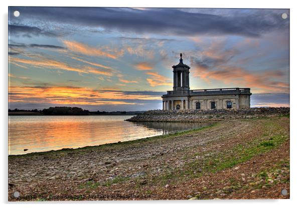 Rutland Water Normanton Church HDR Acrylic by Phil Emmerson