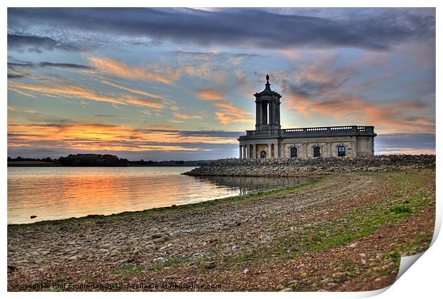 Rutland Water Normanton Church HDR Print by Phil Emmerson