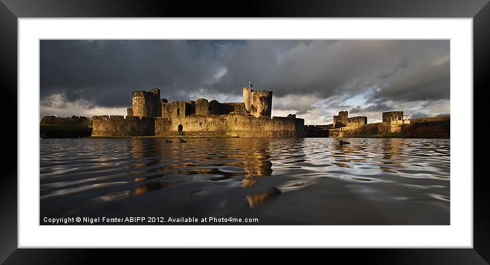 Caerphilly Castle Reflection Framed Mounted Print by Creative Photography Wales