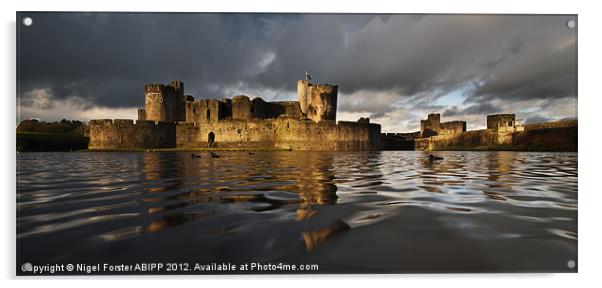 Caerphilly Castle Reflection Acrylic by Creative Photography Wales