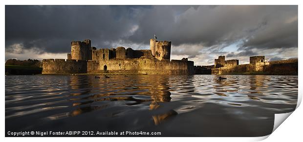 Caerphilly Castle Reflection Print by Creative Photography Wales