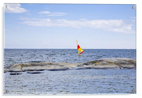 Windsurfer with bright sail Acrylic by Kathleen Smith (kbhsphoto)