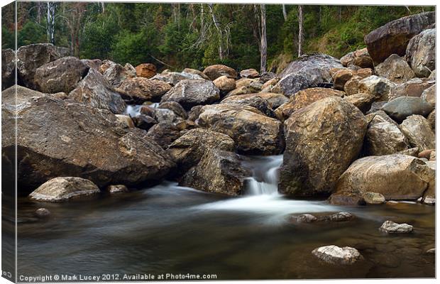 Boulders on the River Canvas Print by Mark Lucey