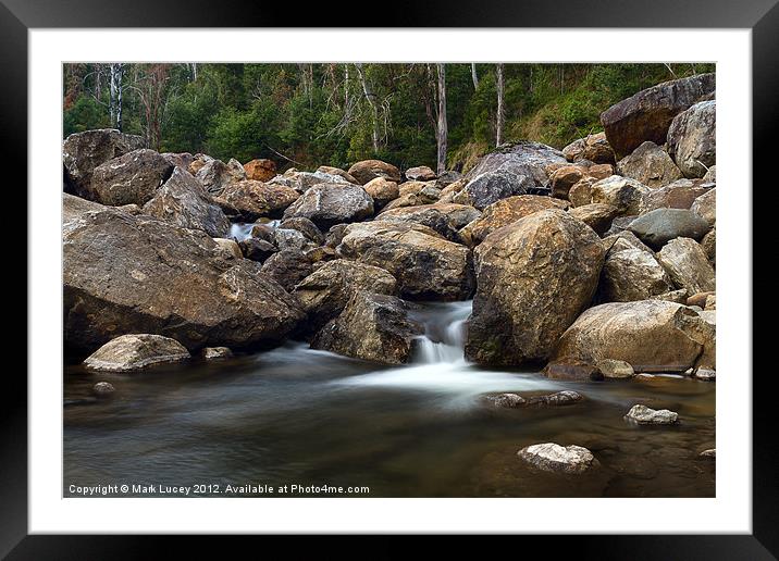 Boulders on the River Framed Mounted Print by Mark Lucey