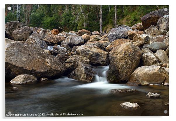 Boulders on the River Acrylic by Mark Lucey