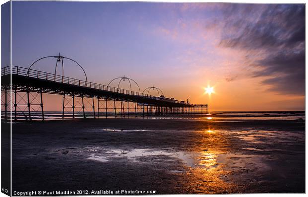 Sunset At Southport Pier Canvas Print by Paul Madden