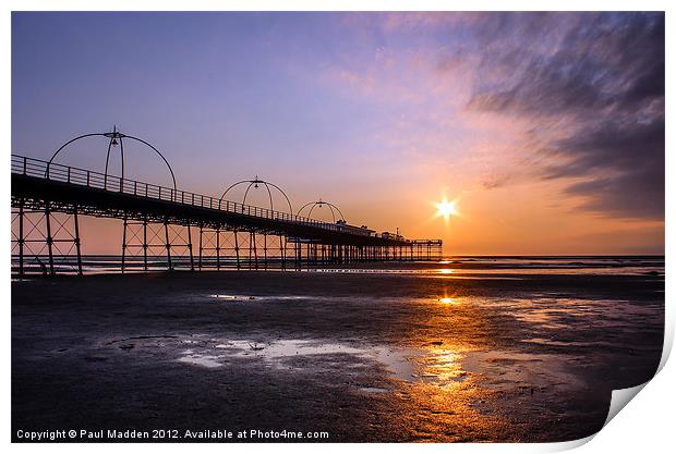 Sunset At Southport Pier Print by Paul Madden