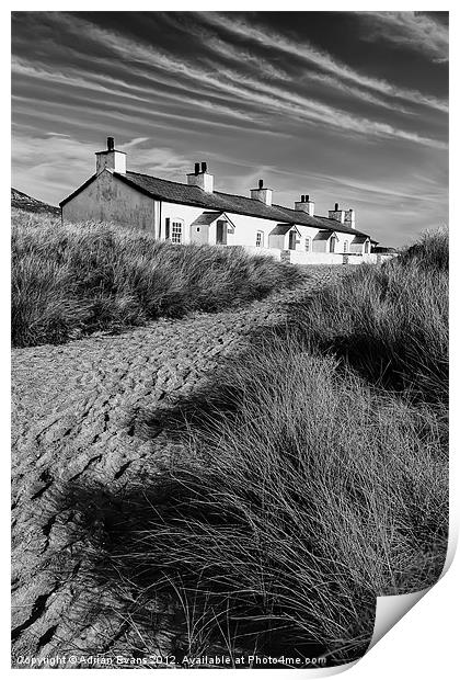 Pilot Cottages Llanddwyn Island Anglesey Print by Adrian Evans