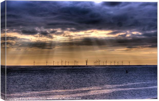 Storm over the windfarm Canvas Print by Paul Madden