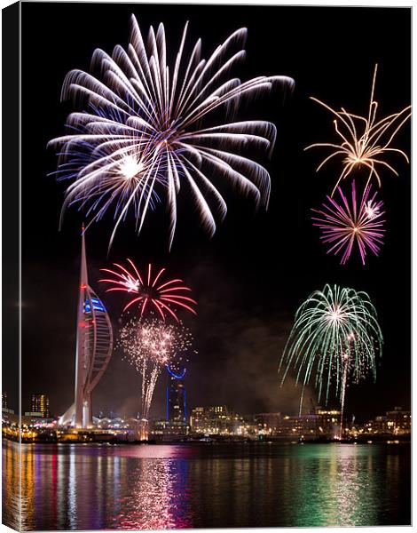Spinnaker Tower Fireworks Canvas Print by Sharpimage NET