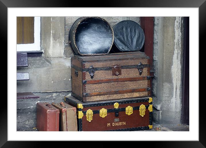 Suitcases and Trunks at Station Framed Mounted Print by philip milner