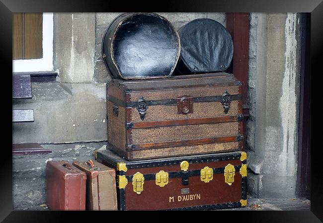 Suitcases and Trunks at Station Framed Print by philip milner