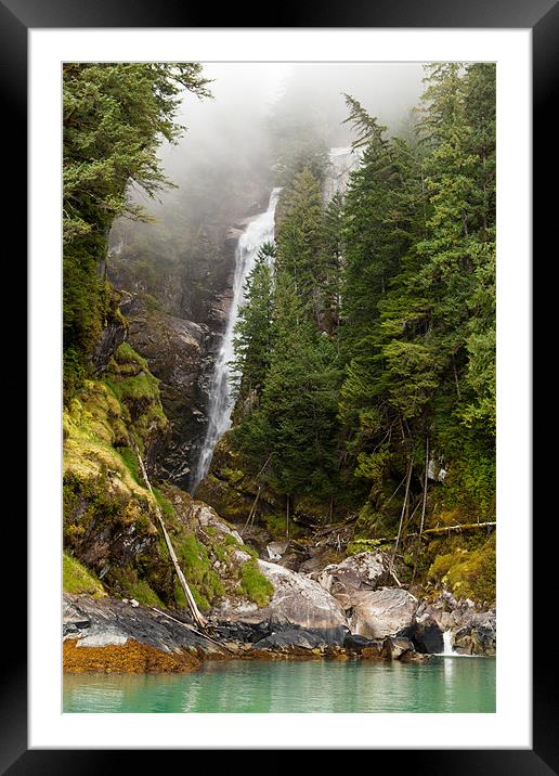 Waterfall in Knight Inlet Framed Mounted Print by Thomas Schaeffer
