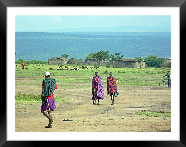 Masai Village Kenya Framed Mounted Print by Tony Murtagh